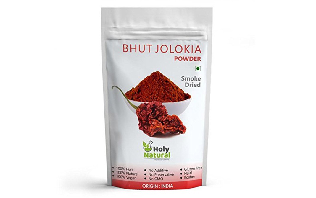 Holy Natural Bhut Jolokia Powder Smoke Dried   Pack  50 grams